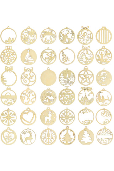 Wooden Christmas Baubles 36pcs Various Patterns Plywood - Manufacturer | Online Wholesale Store
