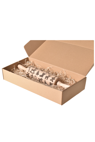 Wałek do ciasta ciastek grawerowany drewniany świąteczny 20x5cm MADEWOOD