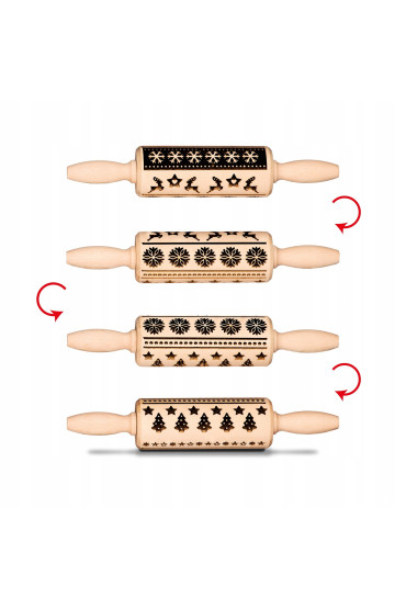 Mini Wałek do ciasta ciastek grawerowany z grawerem głębokim dla dzieci