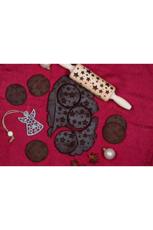 Mini Wałek do ciasta ciastek grawerowany z grawerem głębokim Gwiazdki