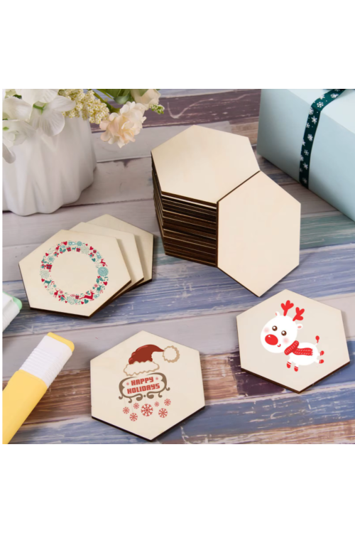 Zestaw 50 Drewnianych Sześciokątów 10 cm - Idealne dla Twórców DIY i Dekoracji - Sklejka - Eco Craft PRODUCENT