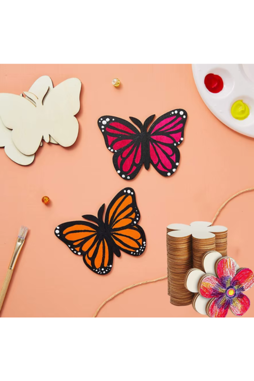 Zestaw 10 Drewnianych Motyli ze Sklejki 10x8,5 cm Duże – Idealne do Dekoracji Rękodzieł DIY