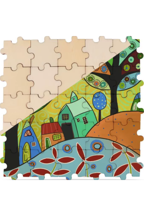 Zestaw 50 Mini Puzzli Drewnianych ze Sklejki – Kreatywne Puzzle 3x3 cm dla Twórców i Edukatorów