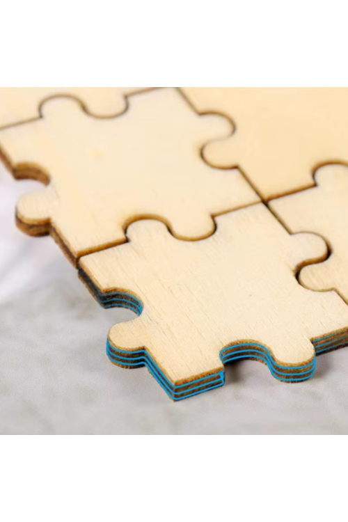 Zestaw 50 Mini Puzzli Drewnianych ze Sklejki – Kreatywne Puzzle 3x3 cm dla Twórców i Edukatorów