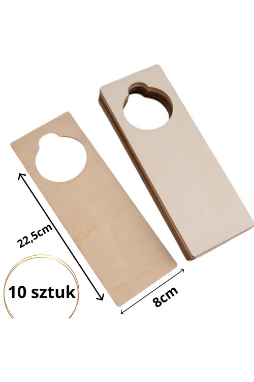Zestaw 10 Drewnianych Zawieszek Na Drzwi z Okrągłym Wycięciem 22.5x8 cm – DIY PERSONALIZACJE