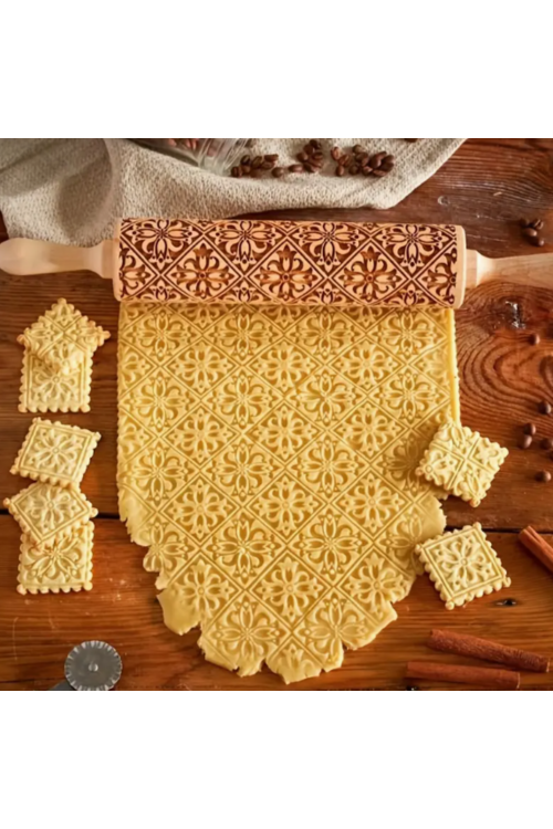 Grawerowany Wałek do Ciastek z Artystycznymi Wzorami – Idealny dla Pasjonatów Pieczenia i Dekoracji