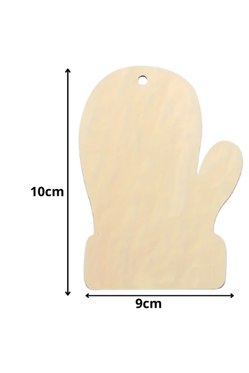 Zestaw 10 sztuk Drewniana Rękawica 10x9 cm – Ozdoby Świąteczne DIY