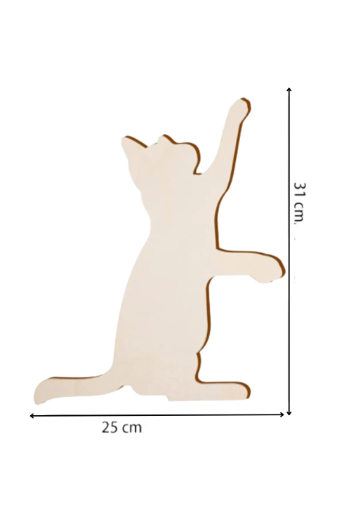🐱 Duży Kot ze Sklejki 31 cm Zestaw 5 sztuk Dekoracje DIY Rękodzieło Prezent