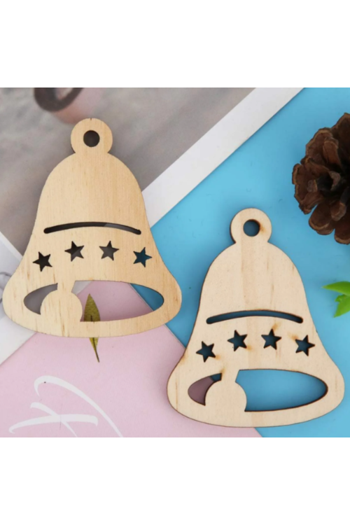 Dzwonek Świąteczny ze Sklejki 7 cm – Zestaw 20 sztuk Drewniane Ozdoby Bożonarodzeniowe DIY