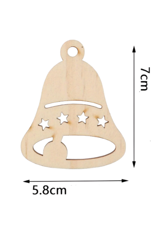 Dzwonek Świąteczny ze Sklejki 7 cm – Zestaw 20 sztuk Drewniane Ozdoby Bożonarodzeniowe DIY