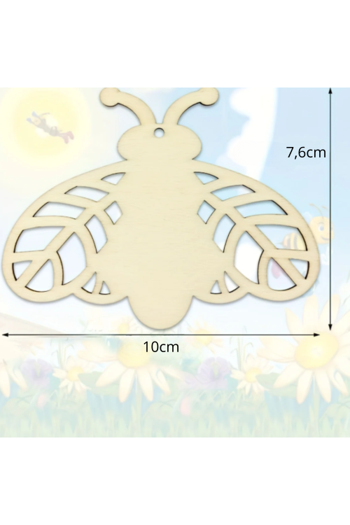 Pszczoła ze Sklejki 10 cm – Zestaw 10 sztuk Drewniane Dekoracje DIY