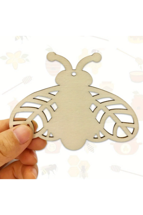 Pszczoła ze Sklejki 10 cm – Zestaw 10 sztuk Drewniane Dekoracje DIY