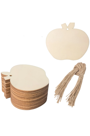 Jabłko ze Sklejki 10x9 cm – Zestaw 20 sztuk Drewniane Dekoracje i Zawieszki DIY