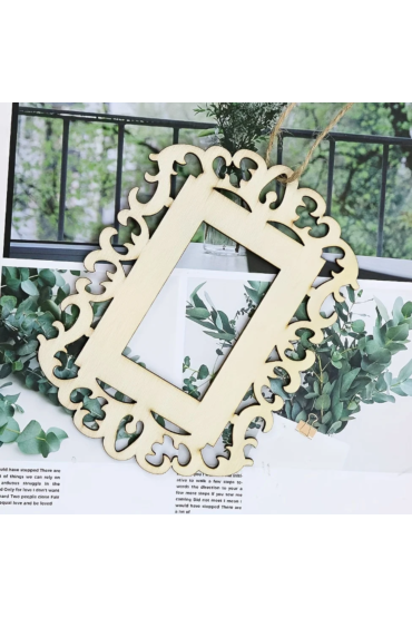 Ażurowa Ramka ze Sklejki 15x11 cm – Zestaw 10 sztuk Drewniane Dekoracje DIY w Stylu Vintage i Boho