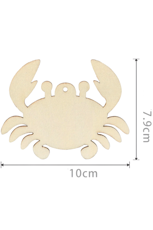 Drewniany Krab ze Sklejki 10 × 7,9 cm – Zestaw 10 sztuk Dekoracje DIY Morskie Motywy Rękodzieło