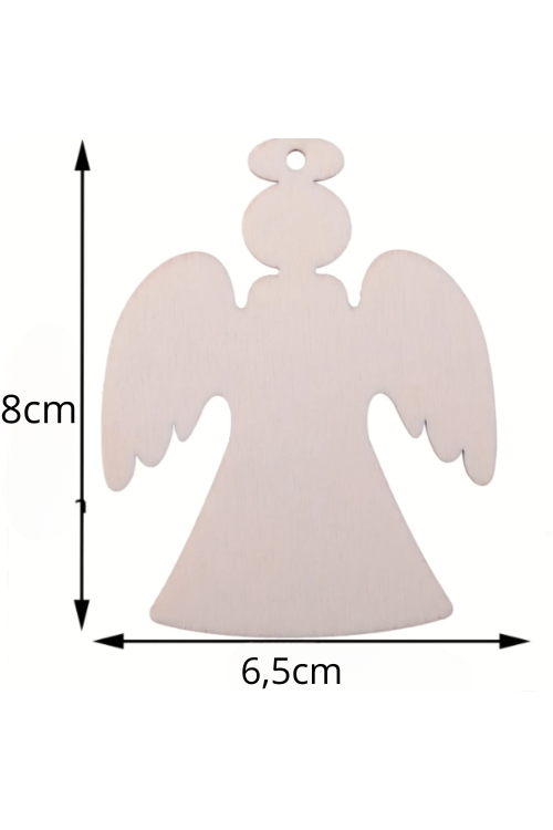 Drewniany Aniołek ze Sklejki 8 × 6,5 cm – Zestaw 10 sztuk Dekoracje Świąteczne DIY Zawieszki Rękodzieło