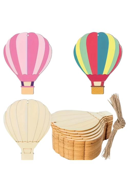 🎈 Drewniana Zawieszka Balon 12 cm – Zestaw 10 sztuk | Dekoracje DIY, Rękodzieło, Pokój Dziecka