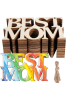 Drewniany Napis "BEST MOM" 11 cm Zestaw 10 sztuk Dekoracje DIY Prezent na Dzień Matki Rękodzieło