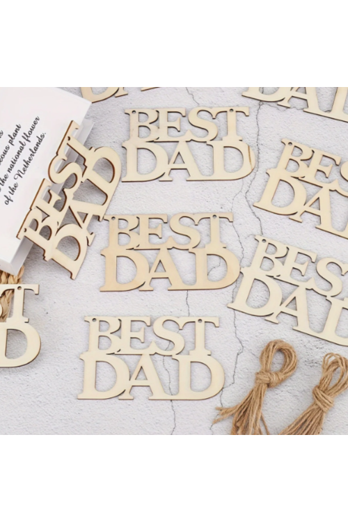 Drewniany Napis "BEST DAD" 12 cm Zestaw 10 sztuk Dekoracje i Prezenty DIY z Naturalnej Sklejki