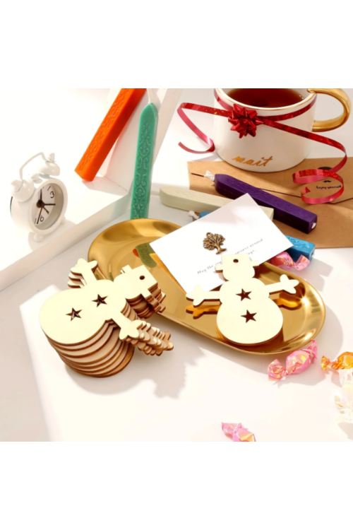 ⛄ Drewniana Zawieszka Bałwan 8 cm Zestaw 10 sztuk Dekoracje Świąteczne DIY z Naturalnej Sklejki
