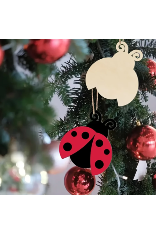 🐞 Drewniana Biedronka ze Sklejki 10 cm Zestaw 10 sztuk Dekoracje DIY Rękodzieło Zawieszki
