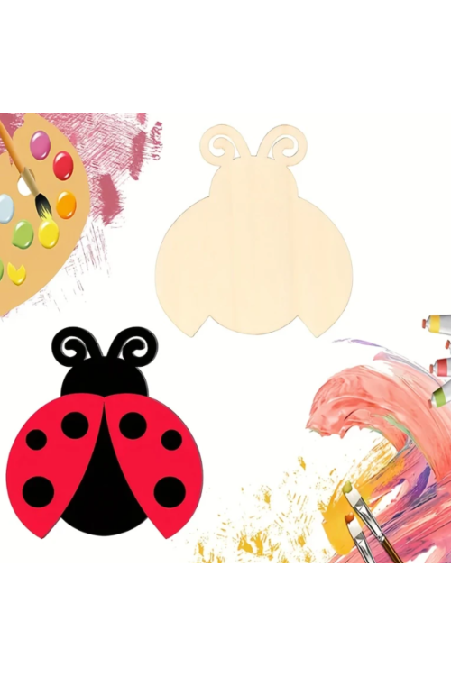 🐞 Drewniana Biedronka ze Sklejki 10 cm Zestaw 10 sztuk Dekoracje DIY Rękodzieło Zawieszki
