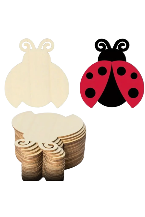 🐞 Drewniana Biedronka ze Sklejki 10 cm Zestaw 10 sztuk Dekoracje DIY Rękodzieło Zawieszki