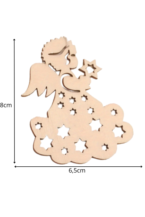 Drewniany Aniołek 8 cm Zestaw 10 sztuk Ozdoby Świąteczne DIY z naturalnej sklejki brzozowej