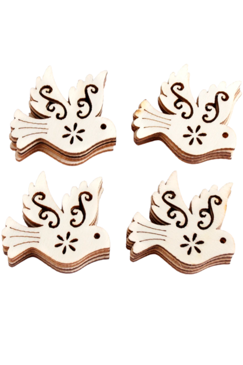 Drewniany Gołąb 3,5 cm Zestaw 25 sztuk Dekoracje DIY na Ślub Chrzest Komunię