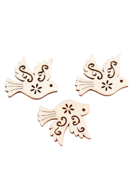 Drewniany Gołąb 3,5 cm Zestaw 25 sztuk Dekoracje DIY na Ślub Chrzest Komunię