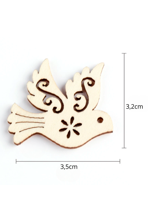 Drewniany Gołąb 3,5 cm Zestaw 25 sztuk Dekoracje DIY na Ślub Chrzest Komunię