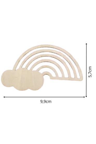 Drewniana Tęcza z Chmurką 9×6 cm – Zestaw 10 sztuk Dekoracje DIY Ozdoby do Malowania Rękodzieło
