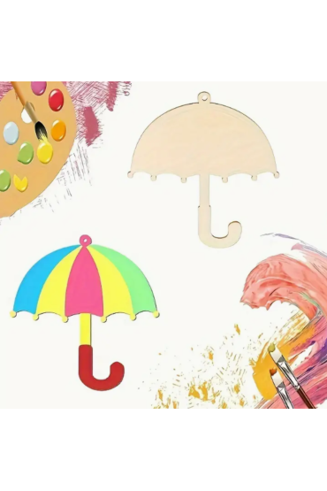 Drewniana Parasolka 10 cm – Zestaw 10 sztuk Zawieszki ze Sklejki Dekoracje DIY Decoupage