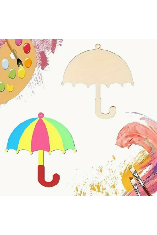 Drewniana Parasolka 10 cm – Zestaw 10 sztuk Zawieszki ze Sklejki Dekoracje DIY Decoupage