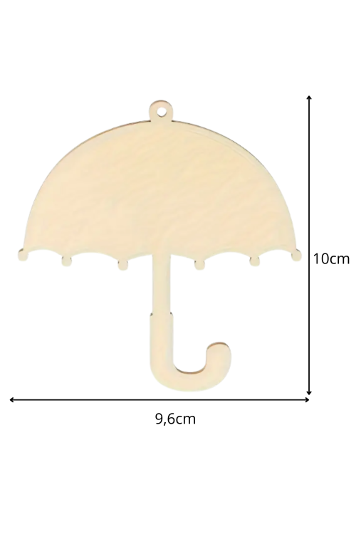 Drewniana Parasolka 10 cm – Zestaw 10 sztuk Zawieszki ze Sklejki Dekoracje DIY Decoupage