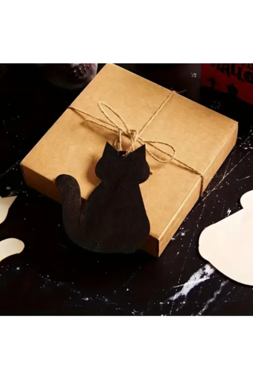 Drewniany Kot 10 cm – Zestaw 10 sztuk Ozdoby DIY Zawieszki do Malowania i Decoupage