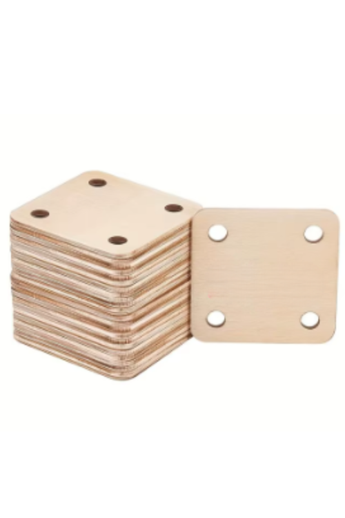 Drewniana Baza Kwadratowa 5×5 cm z otworami – Zestaw 20 sztuk Makrama DIY Decoupage Ozdoby Handmade