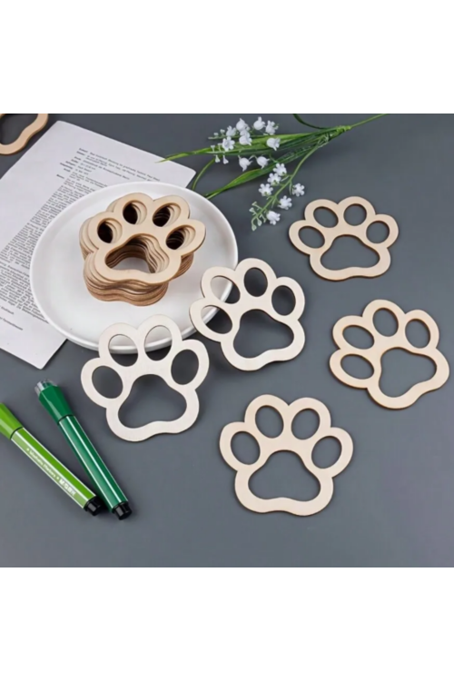 Drewniana Łapka 8 cm – Zestaw 10 sztuk Dekoracje DIY Decoupage Rękodzieło Zawieszki