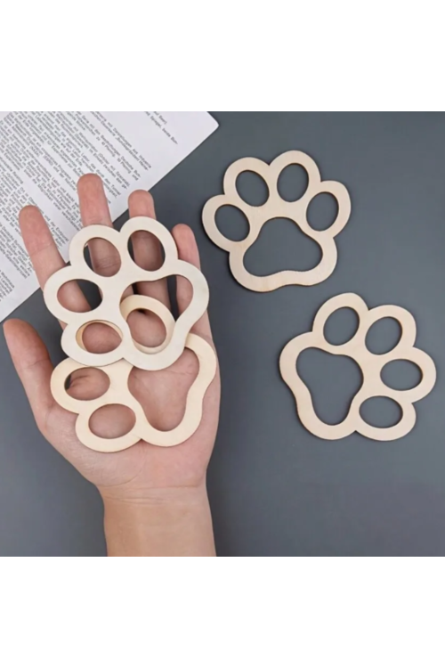 Drewniana Łapka 8 cm – Zestaw 10 sztuk Dekoracje DIY Decoupage Rękodzieło Zawieszki