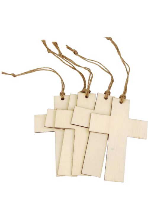 Drewniany Krzyż 10x7 cm – Zestaw 15 sztuk Dekoracje Religijne DIY Chrzest Komunia Decoupage