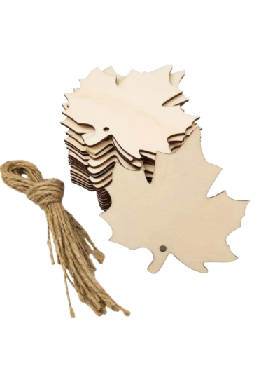 Drewniany Liść Klonu 10 cm – Zestaw 10 sztuk Ozdoby DIY Decoupage Rękodzieło