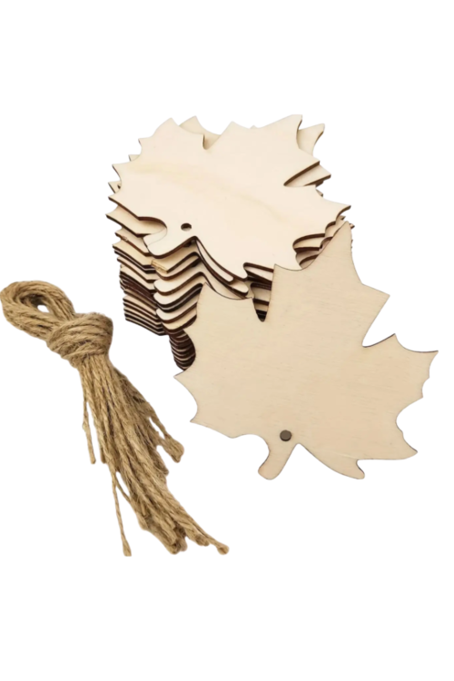 Drewniany Liść Klonu 10 cm – Zestaw 10 sztuk Ozdoby DIY Decoupage Rękodzieło
