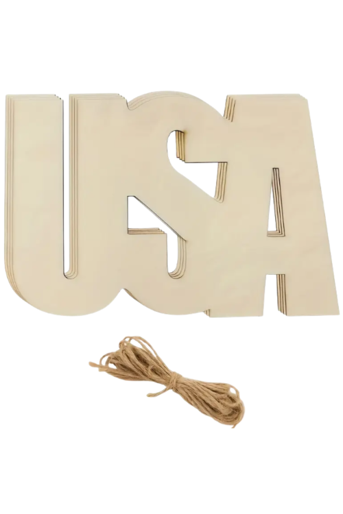 Drewniany Napis USA 10x7 cm – Zestaw 10 sztuk Dekoracje DIY Decoupage Scrapbooking