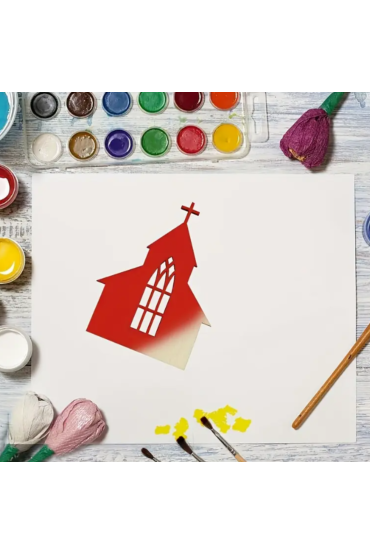 Drewniany Kościół 10×7 cm – Zestaw 10 sztuk Dekoracje Religijne DIY Decoupage