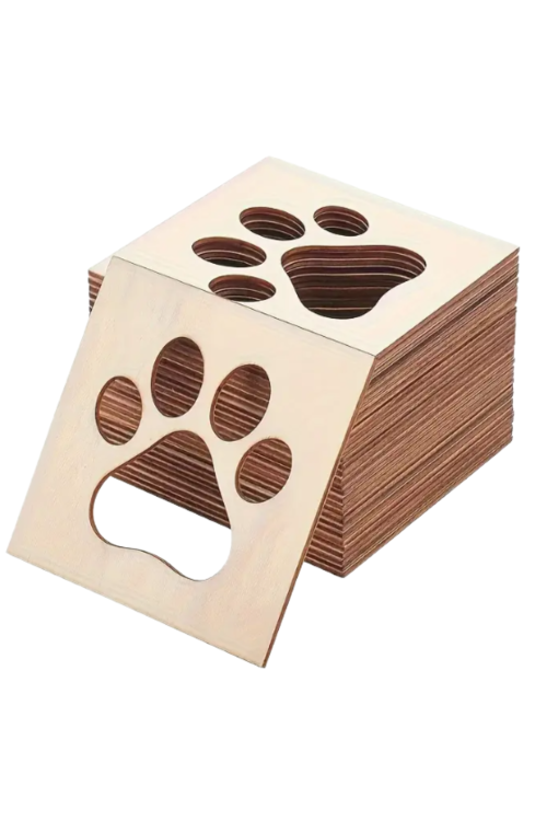 Drewniana Tabliczka Łapa 10 cm – Zestaw 10 sztuk Ozdoby DIY Zwierzęta Dekoracje ze Sklejki