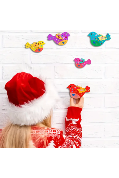 Drewniany Ptaszek ze Skrzydłami 10x6 cm – Zestaw 10 sztuk DIY Decoupage Dekoracje Świąteczne