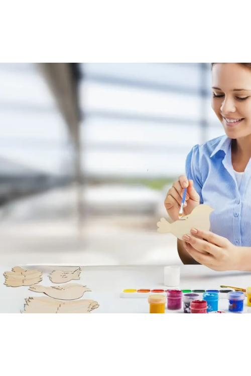 Drewniany Ptaszek ze Skrzydłami 10x6 cm – Zestaw 10 sztuk DIY Decoupage Dekoracje Świąteczne