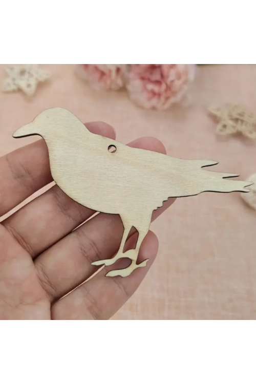 Drewniana Zawieszka Ptak 10x7 cm – Zestaw 15 sztuk Dekoracje DIY Decoupage Rękodzieło