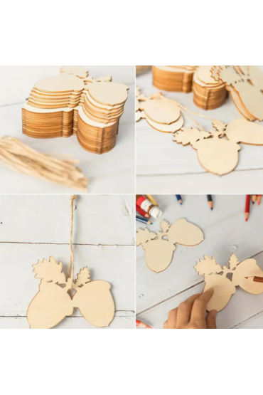 Drewniane Żołędzie 10 cm – Zestaw 10 sztuk Jesienne Dekoracje DIY Decoupage