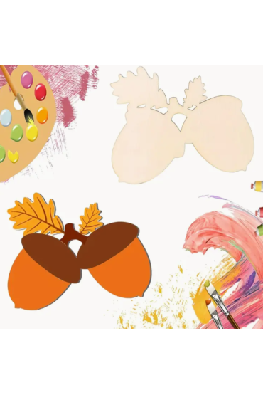 Drewniane Żołędzie 10 cm – Zestaw 10 sztuk Jesienne Dekoracje DIY Decoupage